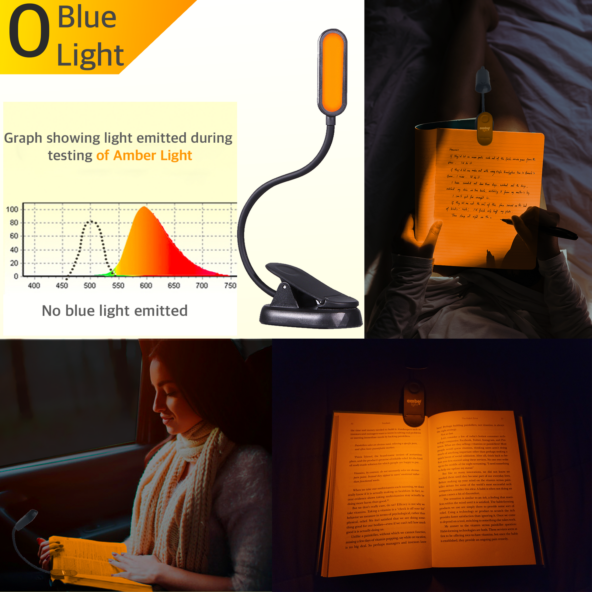 Buy Amber Night Reading Book Light| Portable & Rechargeable